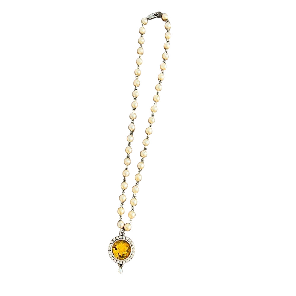 Signed Maximal Art by John Wind Yellow Floral Pendant Necklace